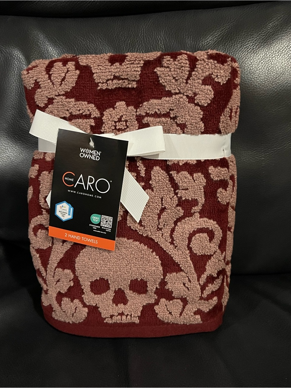 CARO HOME Halloween Skull Hand Towels, Set of 2